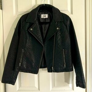 Faux leather bomber jacket